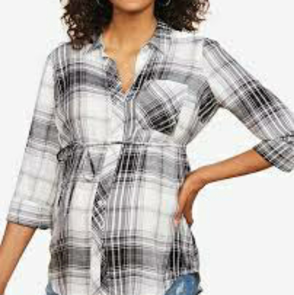 Motherhood Maternity Plaid Top